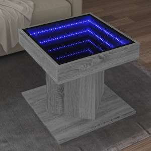 Mesa de centro y LED madera ingeniería gris Sonoma 50x50x45 cm D