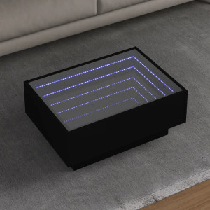 Mesa de centro con LED madera de ingeniería negro 70x50x30 cm D