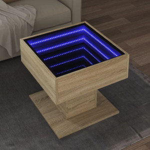 Mesa central e carvalho de engenharia de madeira LED Sonoma 50x50x45 cm D