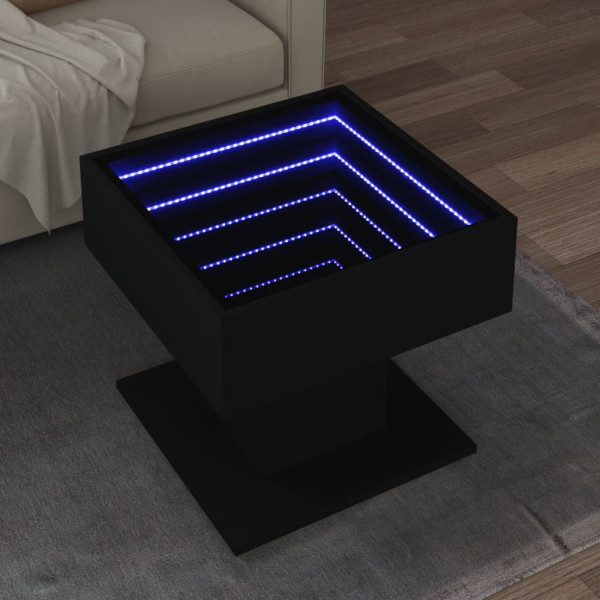 Mesa de centro con luz LED madera ingeniería negra 50x50x45 cm D