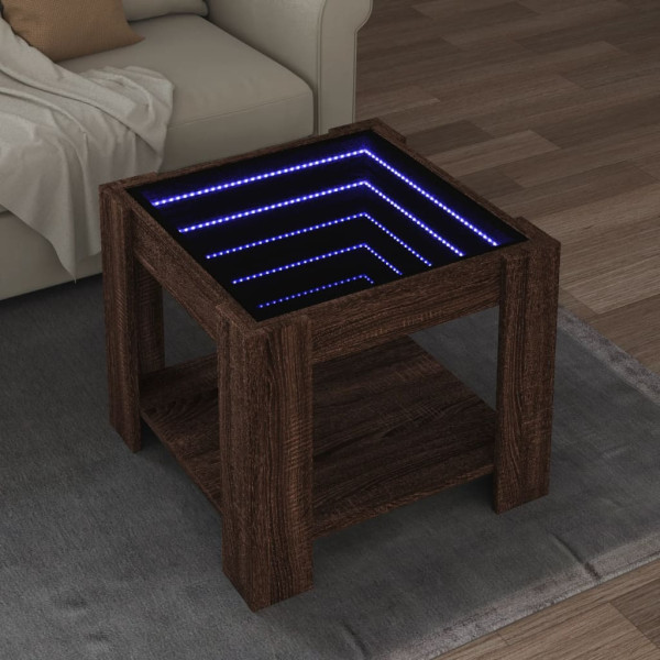 Mesa de centro em madeira de carvalho castanho e LED 53x53x45 cm D