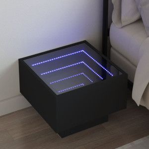 Mesa de noite com Infinity LED preto 40x40x30 cm D