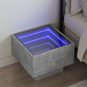 Mesa de noite com Infinity Betão cinza LED 40x40x30 cm D