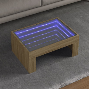 Mesa de centro con Infinity LED roble Sonoma 70x50x30 cm D