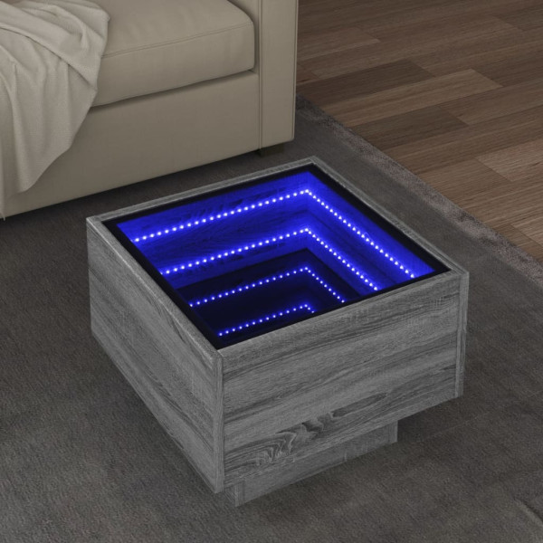 Mesa auxiliar com LED madeira cinza engenharia Sonoma 40x40x30cm D