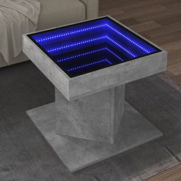 Mesa de centro y LED madera ingeniería gris hormigón 50x50x45cm D