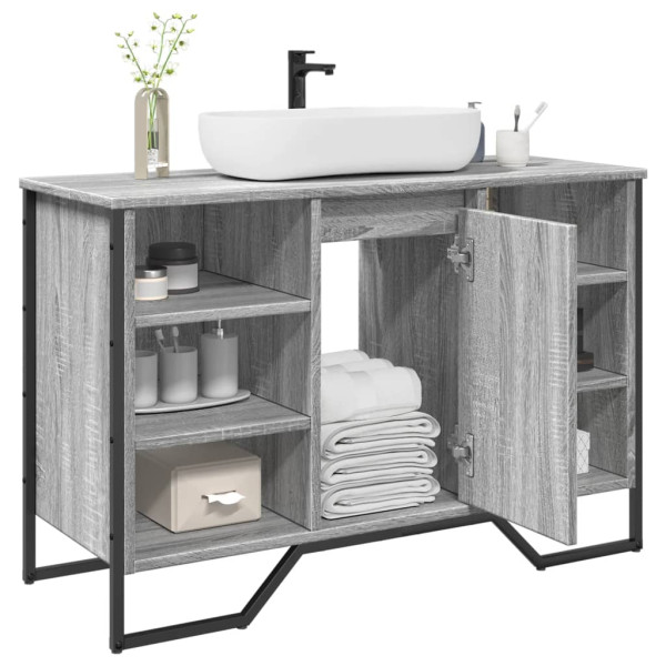 Armario lavabo baño madera ingeniería gris Sonoma 91x35x60 cm D