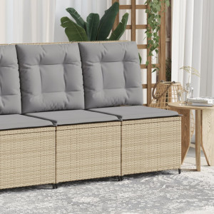 Reclining cadeira jardim com bege almofadas sintéticos rattan D