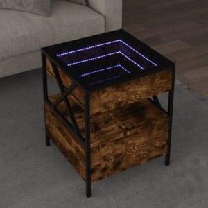 Mesa de centro con Infinity LED roble ahumado 40x40x51 cm D