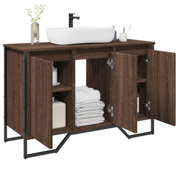 Armario lavabo baño madera ingeniería marrón roble 91x35x60 cm D