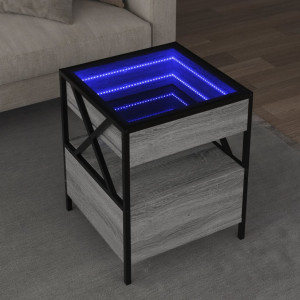 Mesa de centro con Infinity LED gris Sonoma 40x40x51 cm D