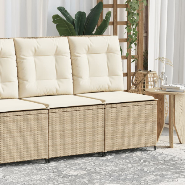 Reclining cadeira jardim com bege almofadas sintéticos rattan D