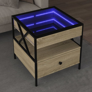 Mesa de centro con Infinity LED roble Sonoma 50x50x51 cm D