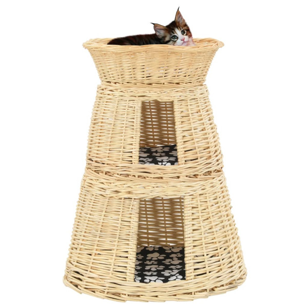 Defina cestas de gato 3 você. com almofadas de salgueiro natural 47x34x60cm D