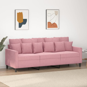 Sofá de 3 plazas terciopelo rosa 180 cm D