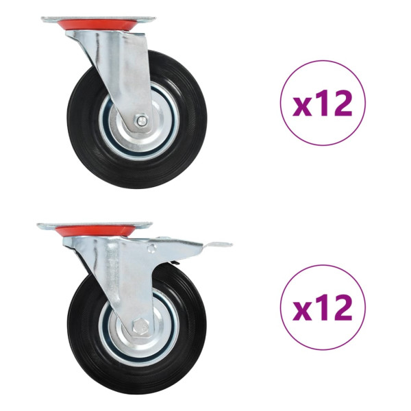 Rodízios giratórios 24 peças 125 mm D