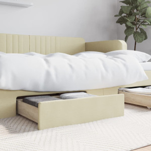 Cajones de cama 2 uds madera ingeniería y cuero sintético crema D