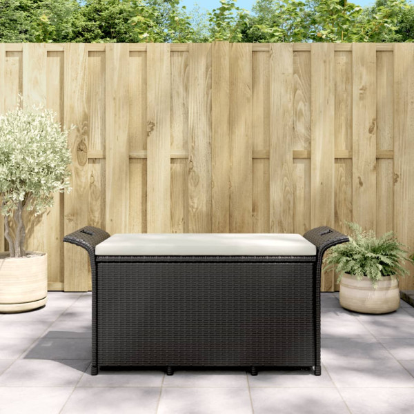 Banco de jardim com rattan sintético preto 116x46x57 cm D