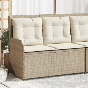 Reclining cadeira jardim com bege almofadas sintéticos rattan D