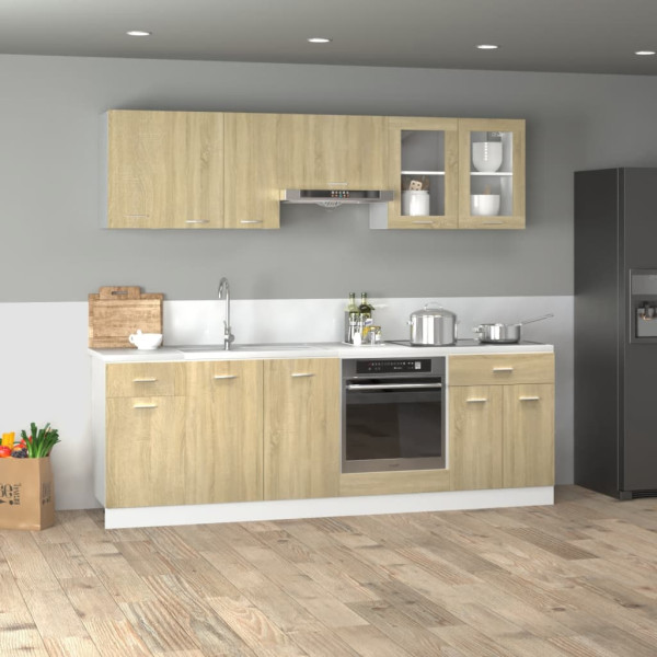 Set muebles de cocina 8 pzas madera de ingeniería roble Sonoma D