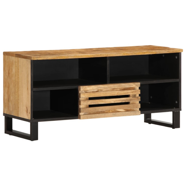 Mueble de TV madera maciza de mango rugosa 100x34x46 cm D