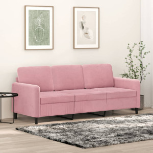 Sofá de 3 plazas terciopelo rosa 180 cm D