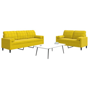 Conjunto de sofás com almofadas 2 peças de veludo amarelo D