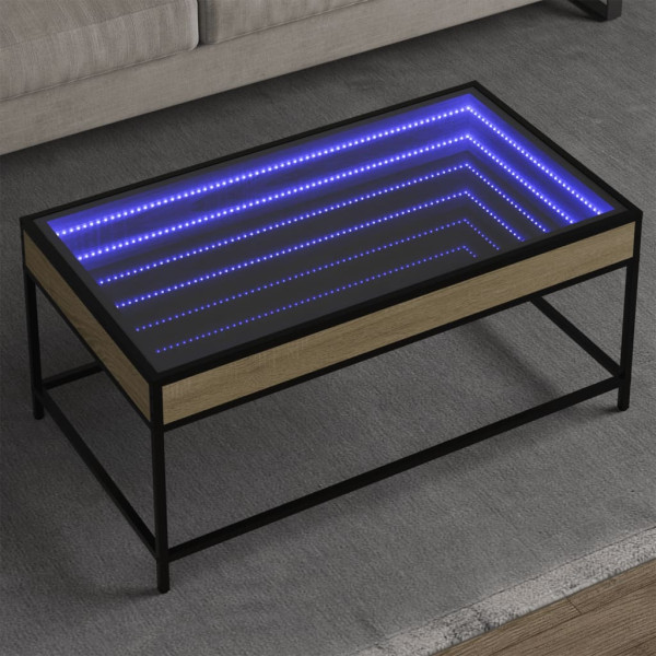 Mesa de centro con Infinity LED roble Sonoma 90x50x41 cm D