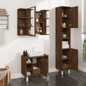 Set de muebles de baño 3 pzas madera contrachapada roble marrón D