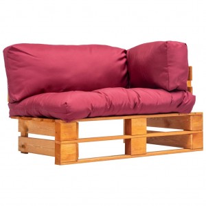 Sofá de jardín de palets con cojines rojos madera de pino D