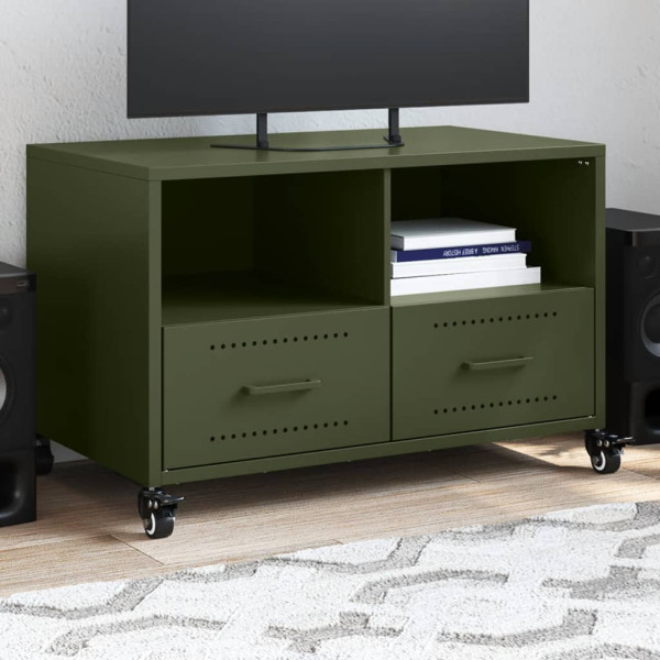 Mueble para TV acero laminado en frío verde oliva 68x39x43.5 cm D