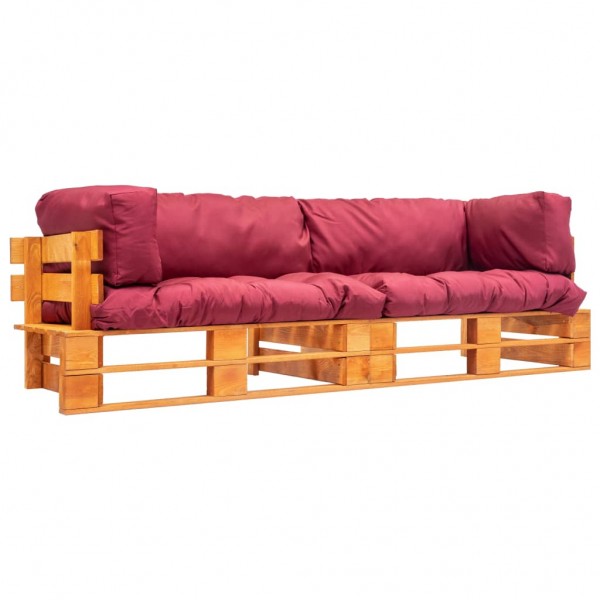 2 peças de sofás de jardim em paletes com almofadas de madeira de pinho vermelho D