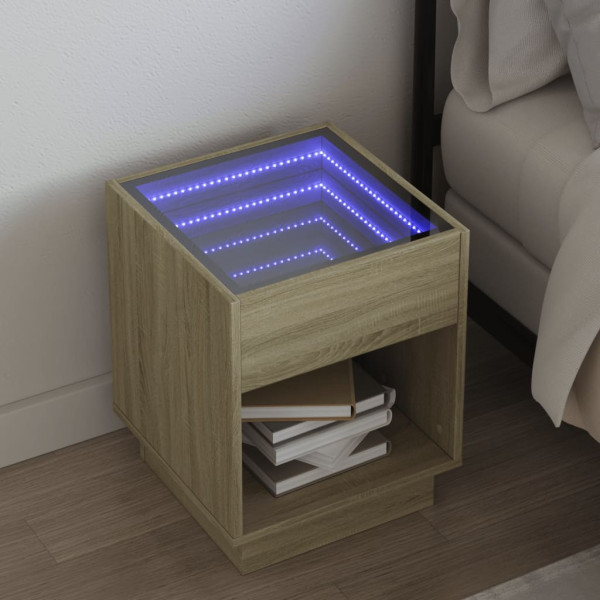 Mesa de noite com Infinity Sonoma de carvalho LED 40x40x50 cm D