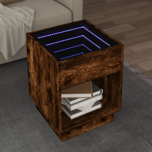 Mesa de centro con Infinity LED roble ahumado 40x40x50 cm D