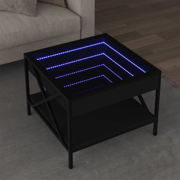 Mesa de centro con Infinity LED negro 50x50x38 cm D