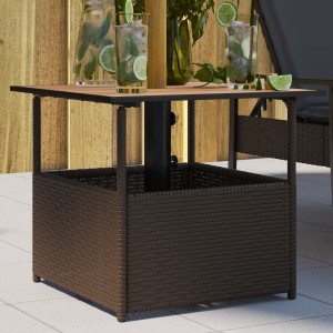 Mesa de jardín hueco de sombrilla ratán PE marrón 55x55x46.5 cm D