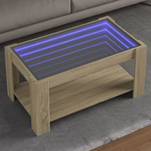 Mesa central e carvalho de engenharia de madeira LED Sonoma 93x53x45 cm D