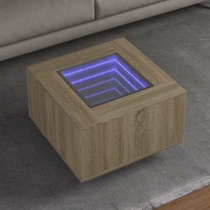 Mesa de centro y LED madera ingeniería roble Sonoma 60x60x40 cm D