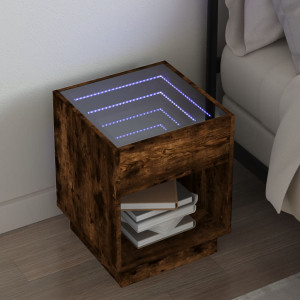 Mesa de noite com Infinity Carvalho defumado LED 40x40x50 cm D