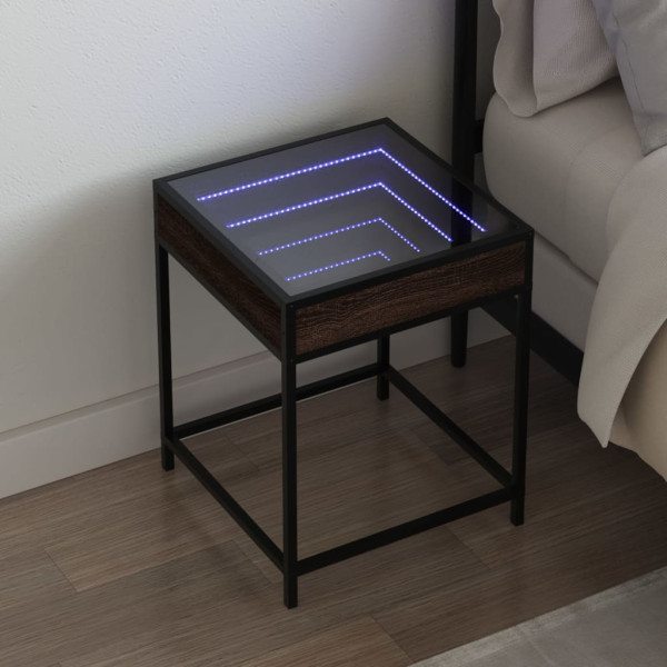 Mesa de noite com Infinity Carvalho marrom LED 40x40x51 cm D