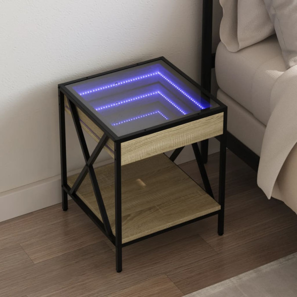 Mesa de noite com Infinity Sonoma de carvalho LED 40x40x49 cm D