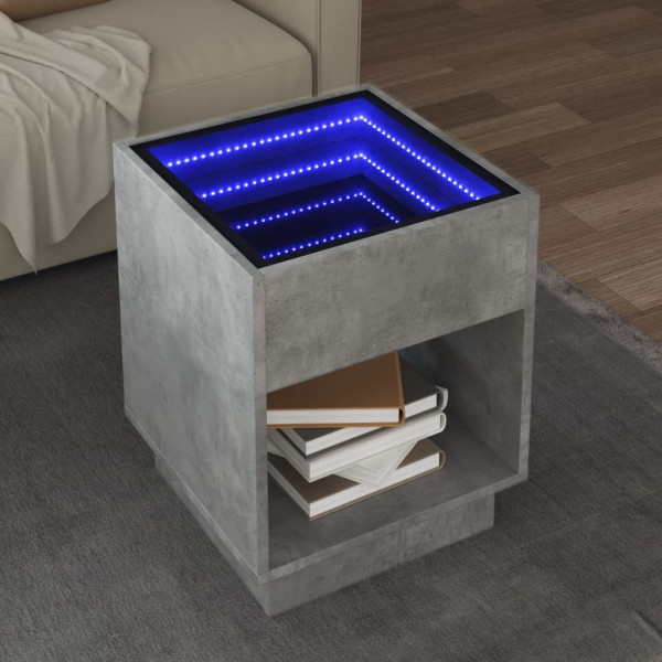 Mesa de centro con Infinity LED gris hormigón 40x40x50 cm D