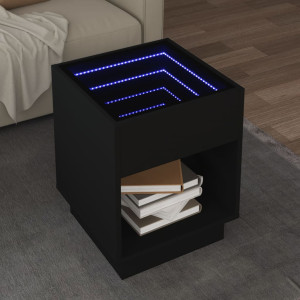 Mesa central com Infinity LED preto 40x40x50 cm D