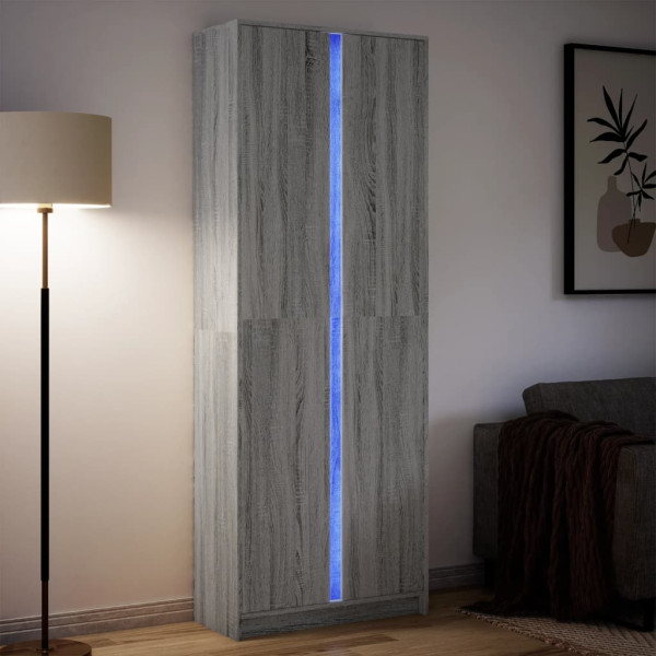 Aparador con LED madera ingeniería gris Sonoma 74x32.5x200 cm D