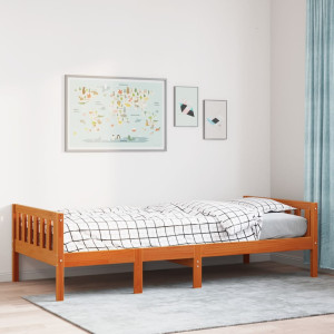 Cama para niños sin colchón madera maciza pino marrón 90x200 cm D