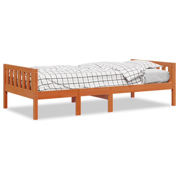 Cama para niños sin colchón madera maciza pino marrón 90x200 cm M 2