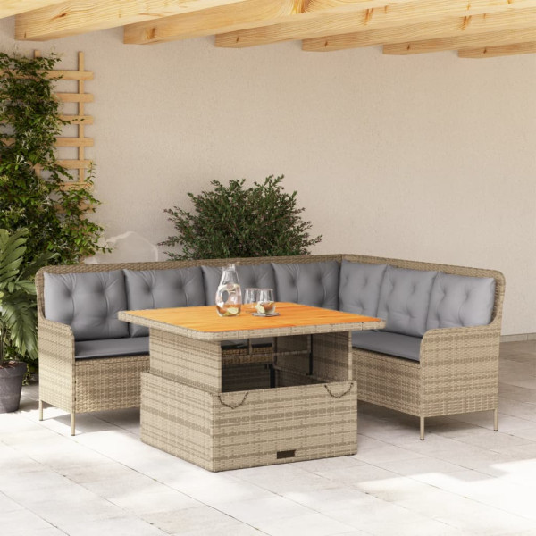 Sofá de jardim conjunto 2 pcs e almofadas de rattan sintético marrom D