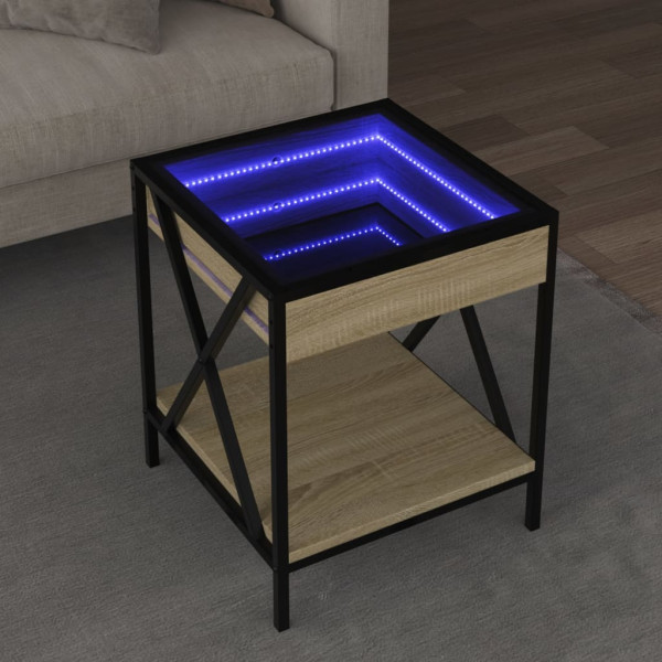 Mesa de centro con Infinity LED roble Sonoma 40x40x49 cm D