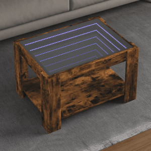 Mesa de centro e engenharia de madeira LED carvalho fumado 73x53x45cm D