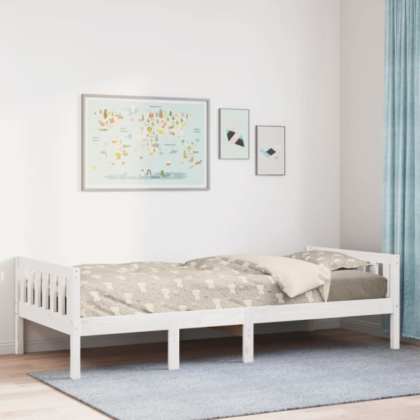 Cama para niños sin colchón madera maciza pino blanca 80x200 cm D